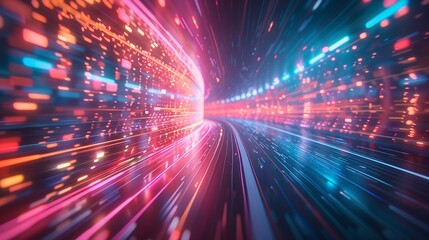 22 Zoomedin abstract tech blur, highspeed internet network, soft digital SciFi ambiance, Bright Neon Highlights