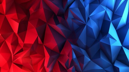 Obraz premium blue and red colors, vector illustration of a high poly background, a high poly geometric texture, and a polygonal pattern, flat design 