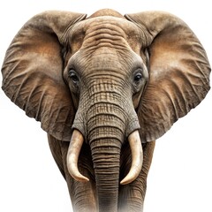 Close-Up Portrait of Elephant on White Background. Generative AI