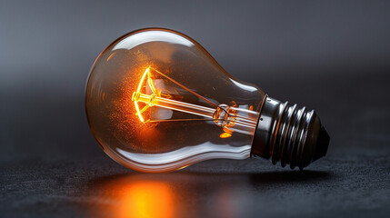 An illuminated or glowing lightbulb on a dark background with data and information analysis. The bulb represents new ideas, innovation, creativity, understanding, knowledge, and inspiration. Glowing. 