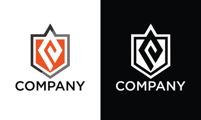 Abstract linear letter initial e shield logo icon design modern minimal style illustration vector.