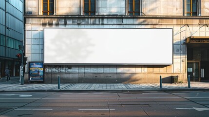 Obraz premium Blank white horizontal billboard in the street. Mockup advertising board