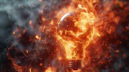 Obraz premium An illuminated or glowing lightbulb on a dark background with data and information analysis. The bulb represents new ideas, innovation, creativity, understanding, knowledge, and inspiration. Glowing. 