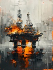 Fototapeta premium Oil rigs abstract painting