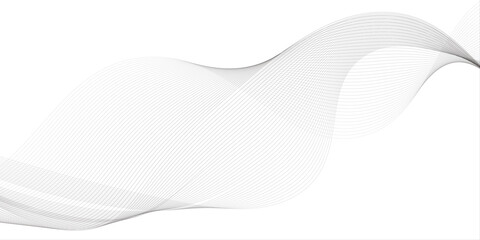 Gray and white abstract background with flowing particles. Digital future technology concept.Abstract colorful curved lines on white paper background. Abstract wave line for banner, template, walpaper