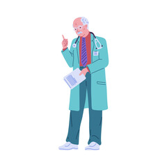 Senior doctor gesturing vector illustration