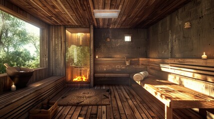 rustic sauna cabin, where can you relax. Geerative AI