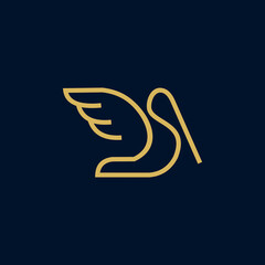 simple stork line logo design