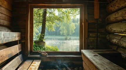 Obraz premium rustic sauna cabin, where can you relax. Geerative AI