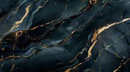 Black marble luxury, light blue with gold streaks, full focus, website background, design template
