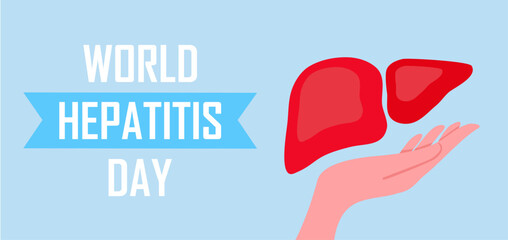 World hepatitis day banner with liver picture
