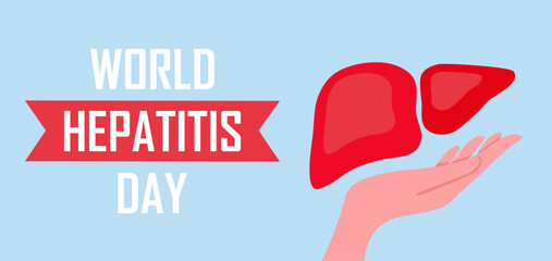 World hepatitis day banner with liver picture