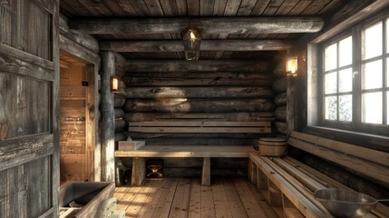 rustic sauna cabin, where can you relax. Geerative AI