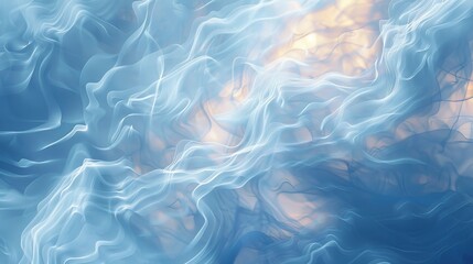 Abstract wintery background with liquid-like blue and white textures and a glowing overlay backdrop