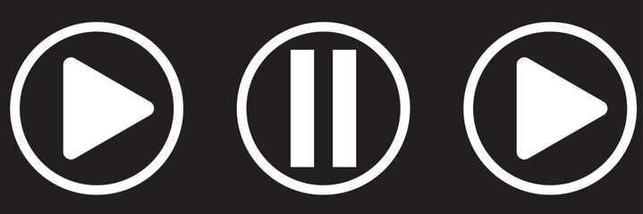 Media Player Buttons icon set, Play and pause buttons sign, Video Audio Player button symbol, vector illustration