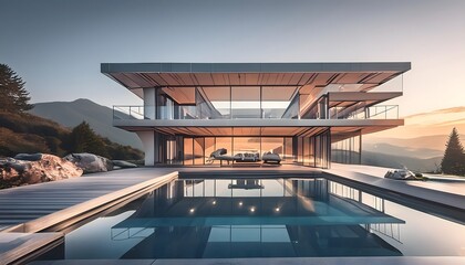 Fototapeta premium Modern building with swimming pool