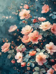 Wild flowers, bright tones, digital painting