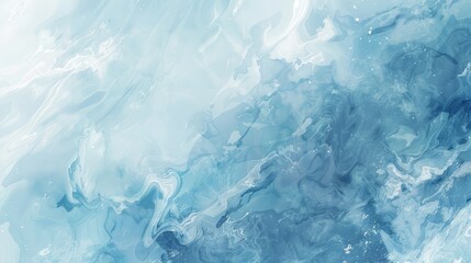 Fototapeta premium Marble-like blue and white textures with glowing highlights and misty overlay in a winter-themed background backdrop