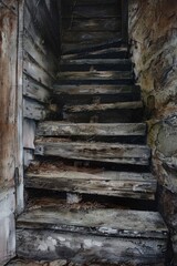 Rustic old  stairs. Generative AI. Old but beautiful.