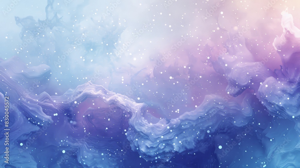 Wall mural winter-inspired background with gradient blues and purples crystalline patterns and shimmering stars