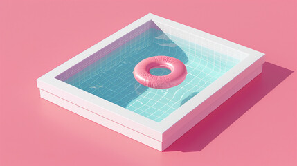 Mesmerizing Pink Inflatable Ring in a Minimalistic Pool
