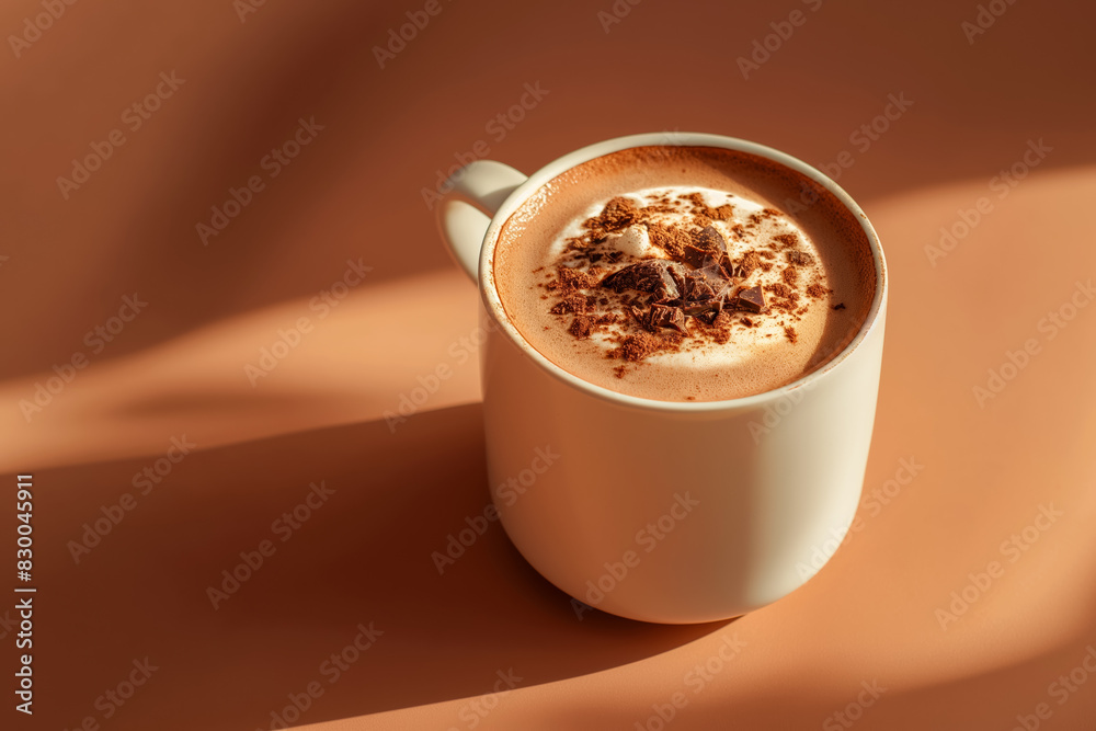 Sticker Artisanal hot chocolate in warm cafe ambiance, isolated on a gradient background 