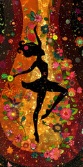 Beautiful illustration with a girl for decorative design. invitation card to visit a fitness club