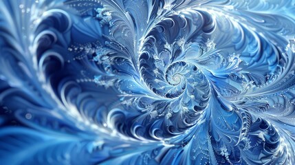 Abstract wallpaper featuring cobalt blue and white patterns icy reflections and frost in a winter theme backdrop