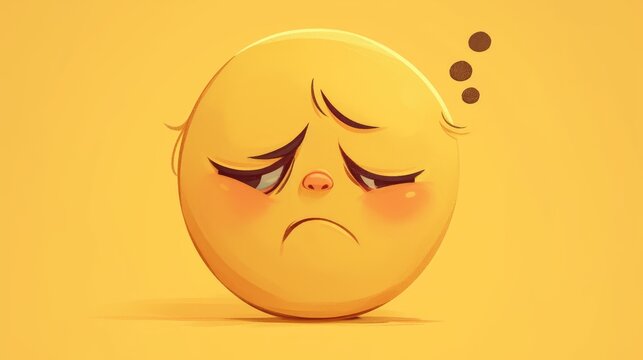 Illustration of a sad yellow face emoji with a touch of cuteness portraying unhappiness