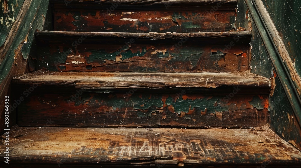 Sticker Rustic old  stairs. Generative AI. Old but beautiful.