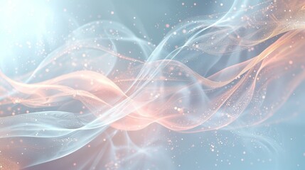 Winter-themed background with smooth blue and rose gold gradients ice crystal motifs and light mist backdrop