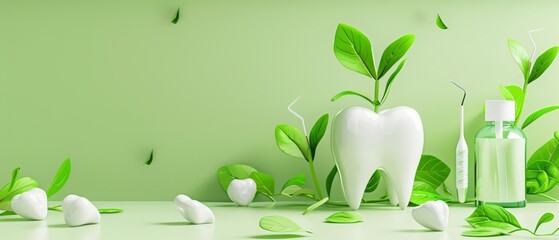 A blank podium showcase with a dental theme