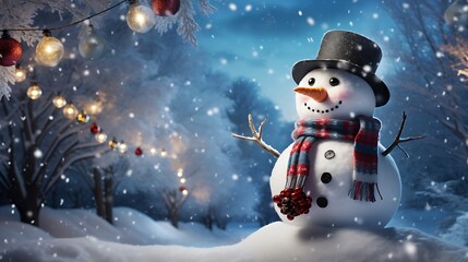 Winter's Greeting: Twig-armed Snowman on Duty
