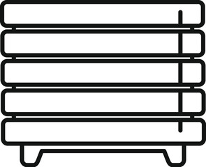 Black and white vector illustration of a simple, modern bench in line art style