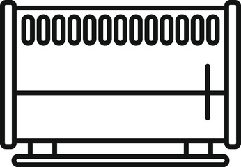 Vector illustration featuring a line drawing of a traditional heating radiator on a white background