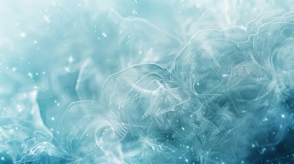 Lace-like pattern in blue and white with glowing light effects and frosty textures in a background backdrop