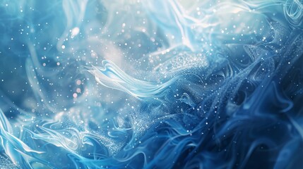 Gradient from deep blue to icy white light reflections and soft swirling textures backdrop
