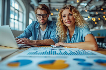 Fototapeta premium A team of professionals developing a marketing campaign in a modern workspace.