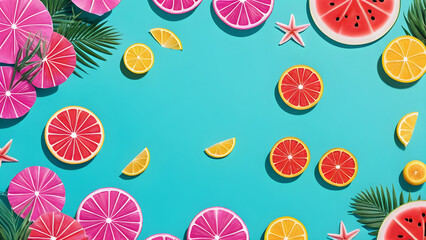 Summer aesthetic photoshoot, summer background, beautiful beach and pool for vacation life, summer wallpaper, ai generated