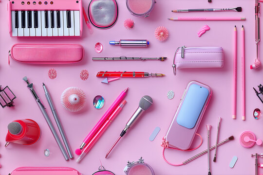 Seamless background musical instruments in abstract style on a white background.   Abstract art vector illustration