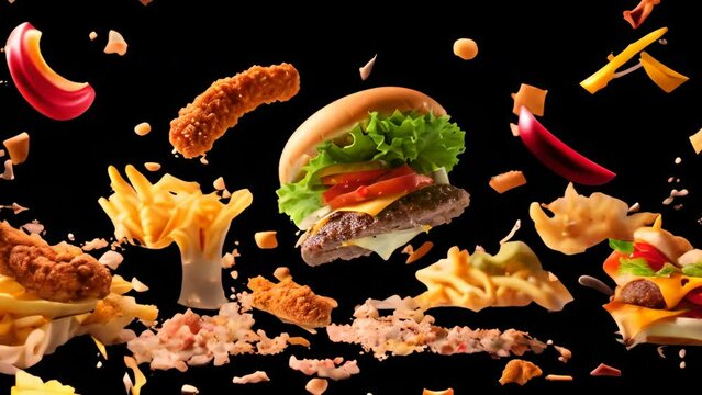 Burger floating in the air