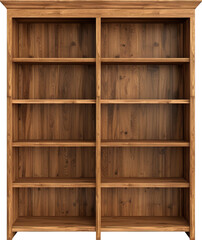 Wooden shelves isolated on transparent background. PNG