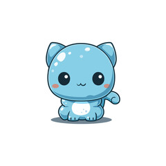 cute blue cat shape vector