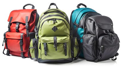 Fototapeta premium Backpacks, isolated white background, Generative AI