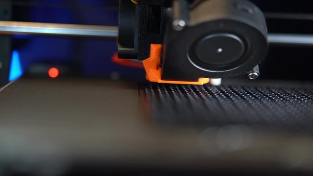 3d printer. Printing filament object surface, close-up