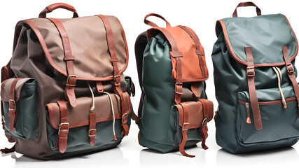 Naklejka premium Backpacks, isolated white background, Generative AI