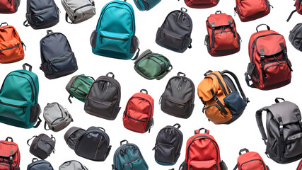 Backpacks, isolated white background, Generative AI