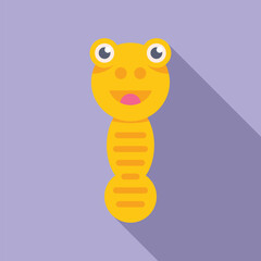 Flat design of a cheerful yellow cartoon worm with a big smile