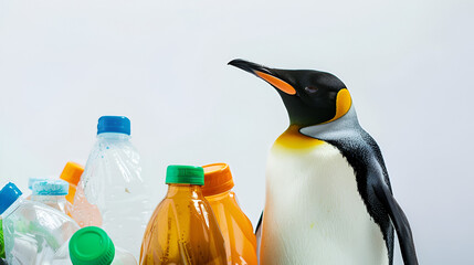 Penguin with Trash Bottles World Penguin Day,
Set of different thermos bottles with penguin pattern
