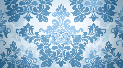 vector illustration blue background with damask patterned wallpaper for Presentations marketing, decks, Canvas for text-based compositions. Generative AI.